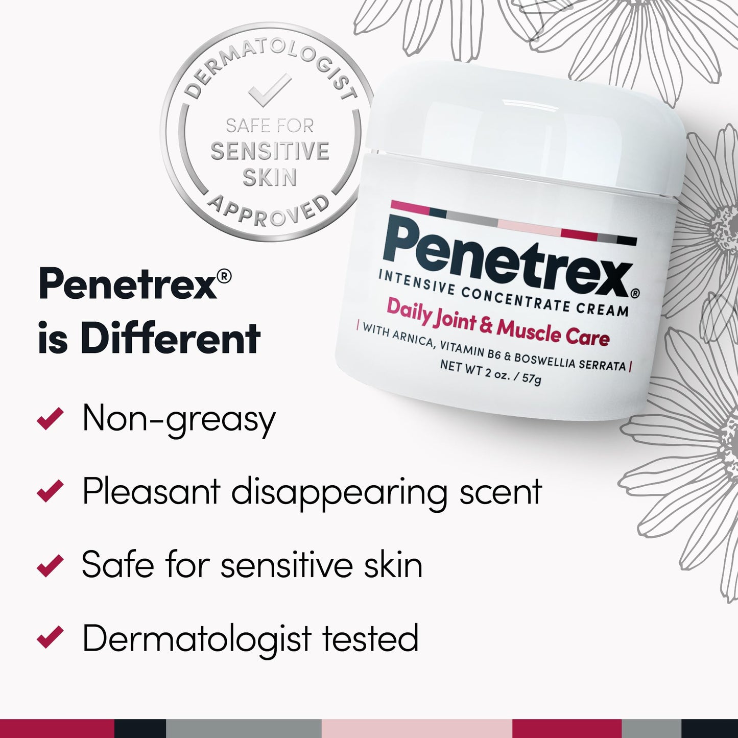 Penetrex Daily Joint & Muscle Care Cream – Soothing Botanical Formula with Arnica, Vitamin B6 & MSM – Lightweight Fast-Absorbing Cream for Everyday Movement - Non-Greasy - Light Scent- 2 oz PenetrexBuy Supplements Australia
