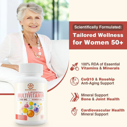 Sambugra Liposomal Multivitamin for Women 50+ - Women Daily Multivitamin with 32 Ingredients, CoQ10, Vitamins C, B, D, E Sambugra