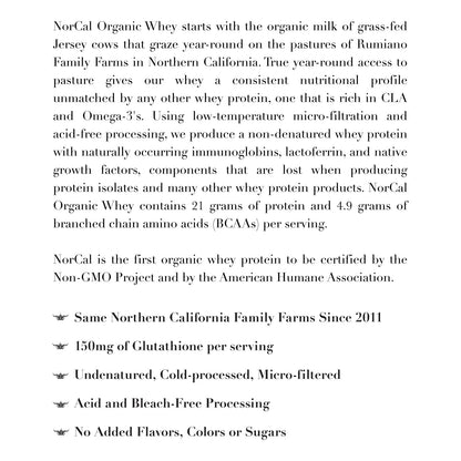 NorCal Organic Unflavored Whey Protein - 2lbs Bulk | 100% Grass-Fed, USDA Certified NorCal OrganicBuy Supplements Australia