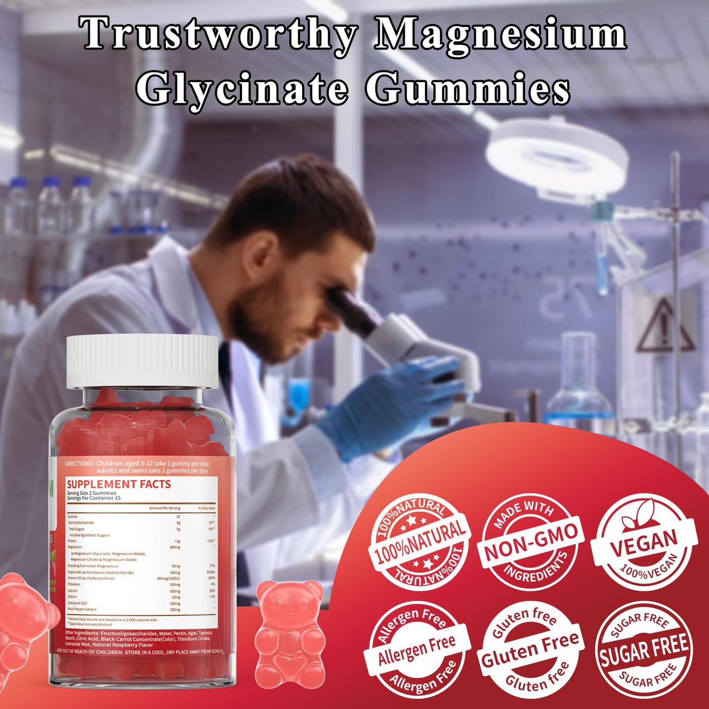LETSCOL Magnesium Glycinate Gummies 800mg Per Serving, Sugar Free Magnesium Supplement with Magnesium Malate, Calcium, Vitamin D3, B6, CoQ10 for Calm Support & Zzz for Adults Kids LETSCOLBuy Supplements Australia