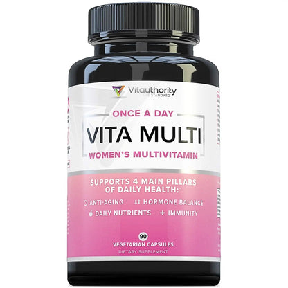 Vitauthority Multivitamin for Women Women’s Daily Multi-Vitamin Supplement with DIM, Iodine, Ashwagandha Supports Youthful Complexion Vitauthority
