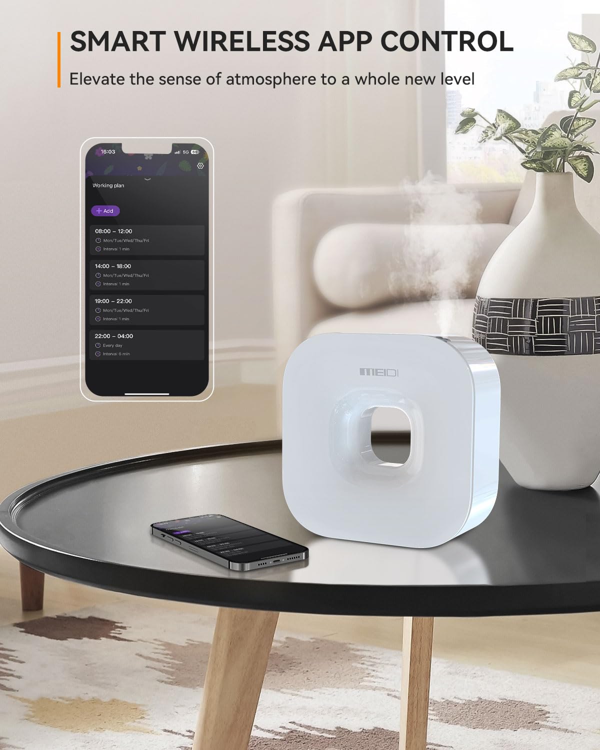 MEIDI Waterless Essential Oil Diffuser - Bluetooth Cordless Aromatherapy Diffuser with App Control MEIDIBuy Supplements Australia