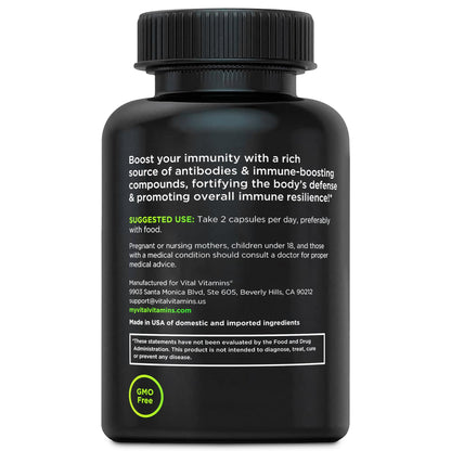 Vital Vitamins Colostrum Supplement - Vitamin C, Zinc, & Selenium - from First Milking - Standardized to Contain 10% IgG Immunoglobulins - Grass-Fed American Cows - 60 Capsules Vital VitaminsBuy Supplements Australia
