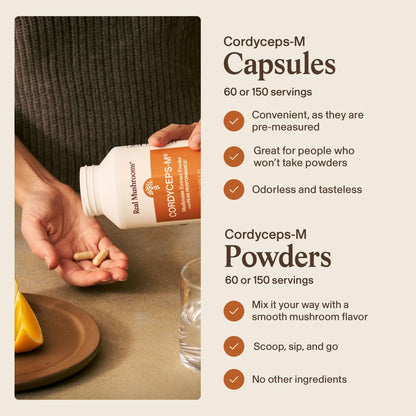 Real Mushrooms Supplement Capsules - Cordyceps Mushroom Powder Rich in Beta Glucans - Mushroom Pills Cordyceps for Energy and Performance - Vegan, Non-GMO, No Grain Fillers, 120 ct Real MushroomsBuy Supplements Australia