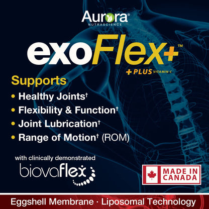 Aurora Nutrascience Micro-Pack Liposomal exoFlex+ with Vitamin C, Supports Joint Flexibility & Function, BiovaFlex Eggshell Membrane, Curcumin & Boswellia, Strwaberry Flavor, 30 Servings, 10 fl oz Vida LifescienceBuy Supplements Australia