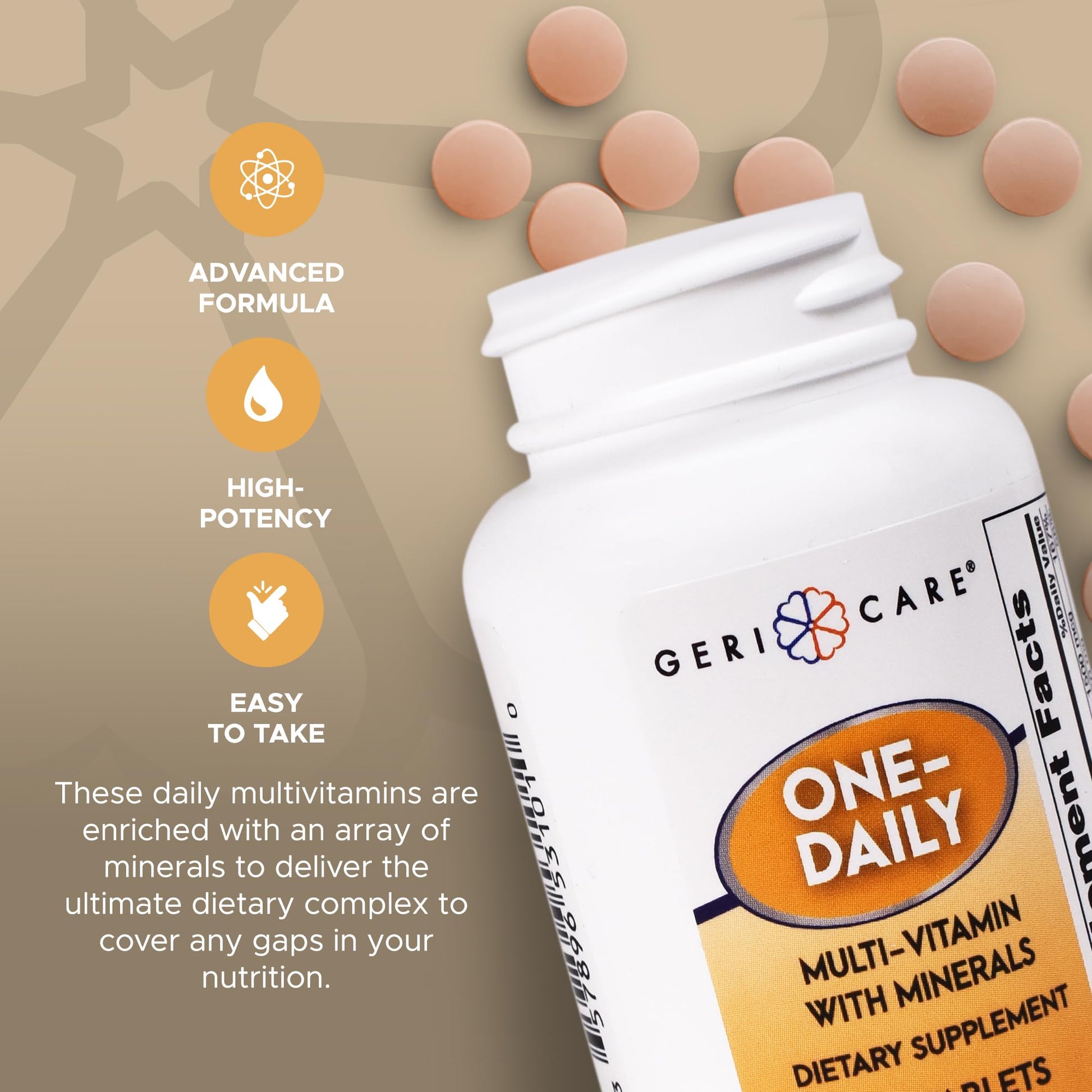 One-Daily Multivitamins with Minerals for Men & Women (100 Tablets) by GeriCare| High-Potency Multi-Vitamin & Multimineral Dietary Supplement for Immunity, Energy| Complete Daily Nutritional Support GeriCareBuy Supplements Australia