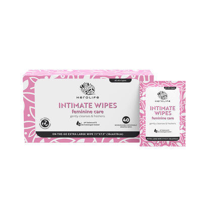 HEROLIFE Personal Wipes for Feminine Care, Single Use To Go, Plant-Based, 1 pack of 40 Single HerolifeBuy Supplements Australia