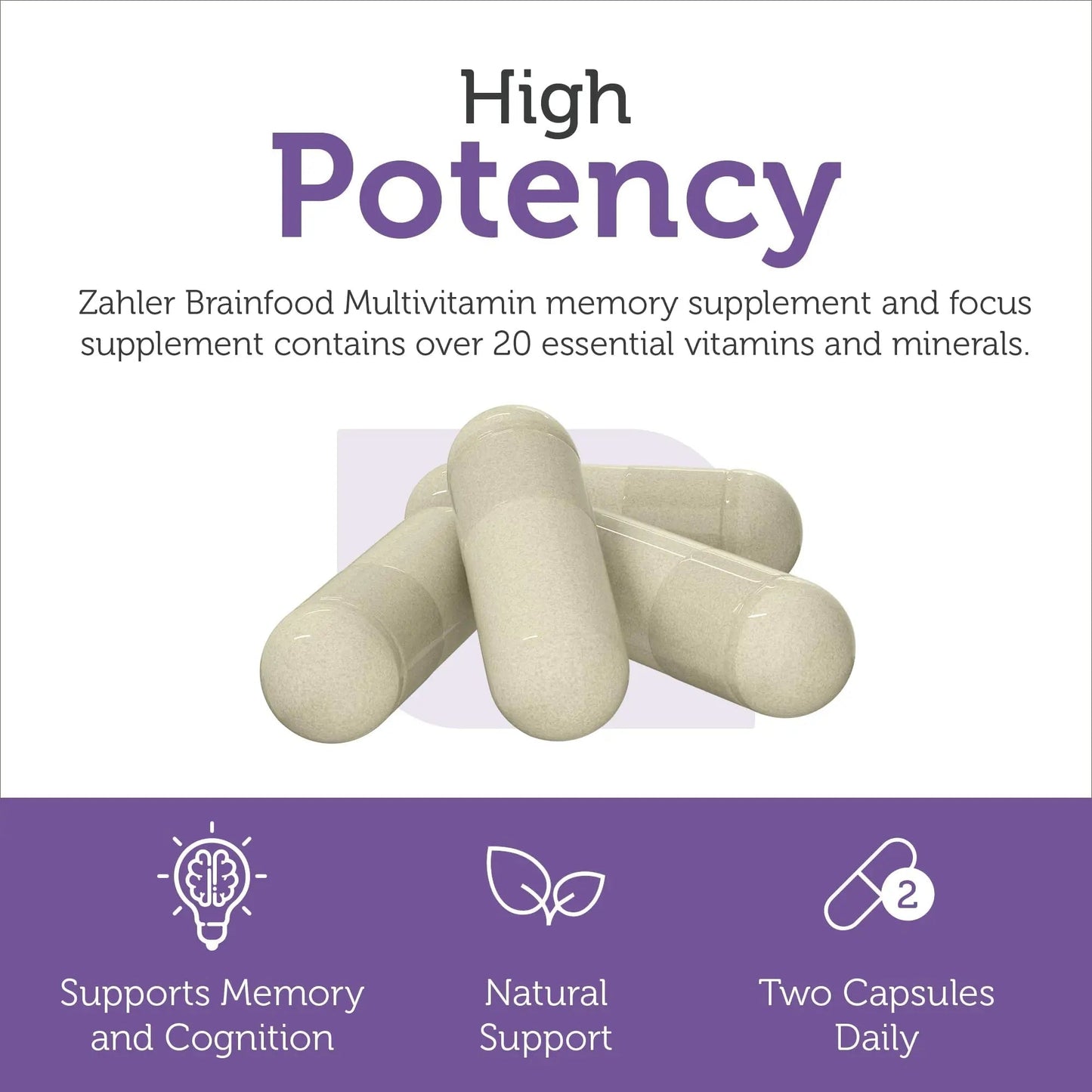 Zahler - Multivitamin Brain Supplement (60 Count) Kosher Brainfood Capsules for Adults with Neuro Factor & Lion's Mane Zahler