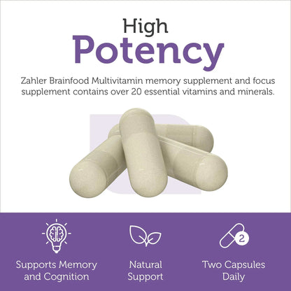 Zahler - Multivitamin Brain Supplement (60 Count) Kosher Brainfood Capsules for Adults with Neuro Factor & Lion's Mane Zahler