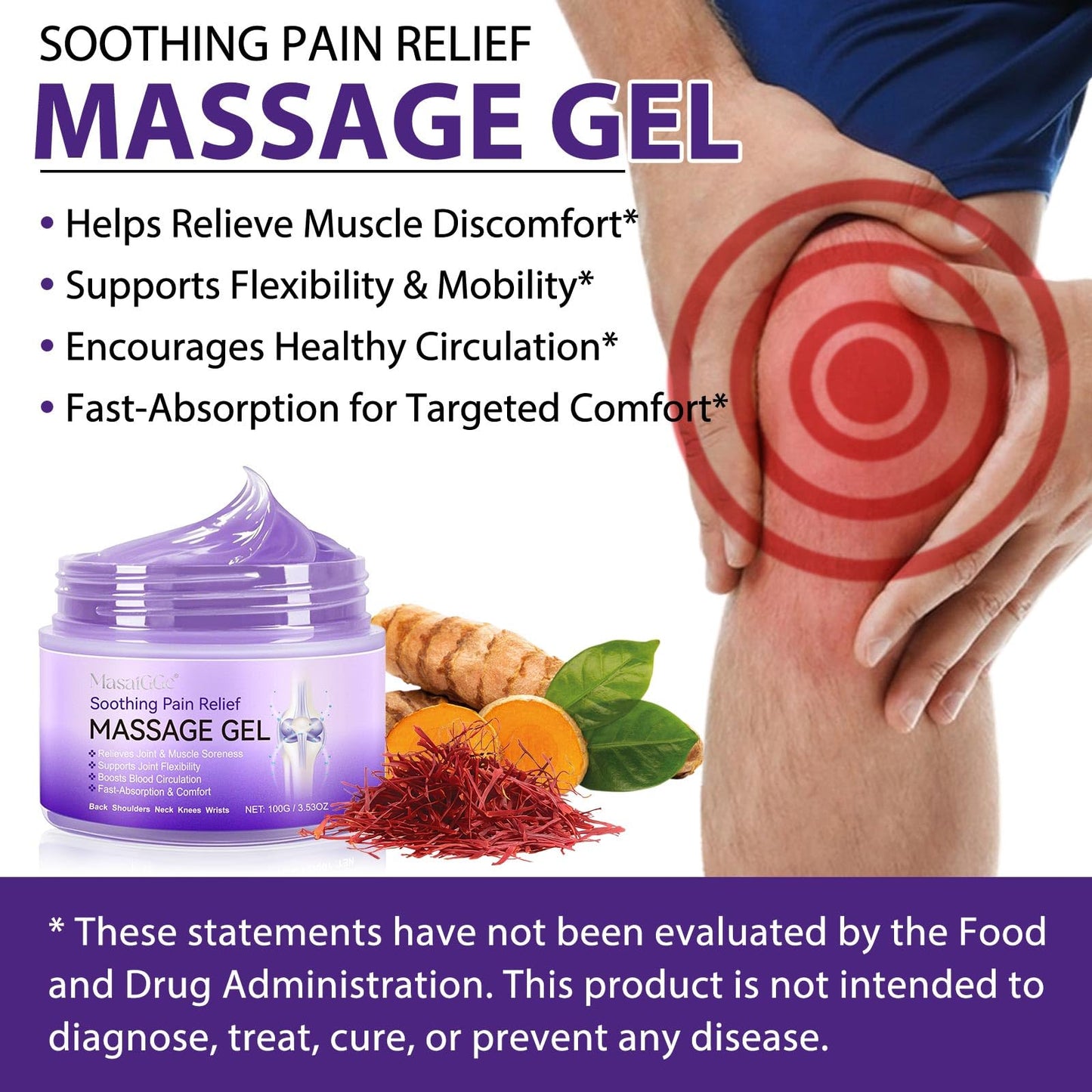 Soothing Massage Gel - Joint Massage Purple Gel, Natural Ingredients & Fast-Absorbing for Soothing Joint, Shoulder, Knee, Back & Muscle Stiffness GTZSXNPBuy Supplements Australia