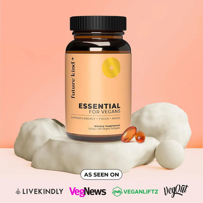 Future Kind Vegan Multivitamins - Glass Bottle & Made for Vegans with Omega 3 DHA, EPA, Vitamin B12 & D3 for Energy, Focus, & Mood (60 Softgels) Future KindBuy Supplements Australia