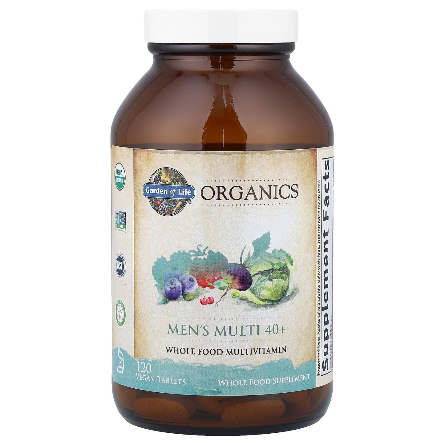 Garden of Life Organics Men's 40+ Multivitamin with Prostate Support, B12 & Vitamins – Vegan Daily Whole Food Multivitamin