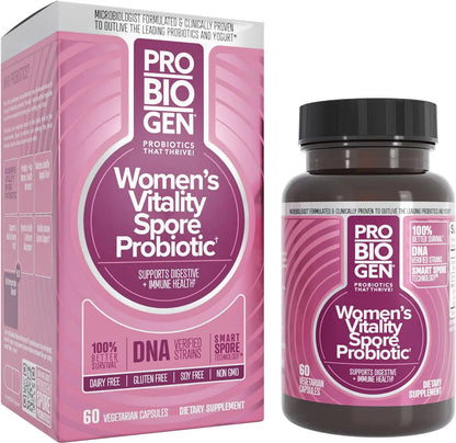 Women’s Daily Probiotic Supplement – Vitality Probiotic with Smart Spore Technology, Lactobacillus Cultures, Gut & Vaginal Health Support, Gluten-Free, Non-GMO - 60 Capsules ProbiogenBuy Supplements Australia