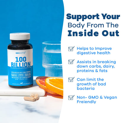 100 Billion - Probiotics and Prebiotics Supplement Pills - Digestive Enzymes and Prebiotic GOBIOTIXBuy Supplements Australia