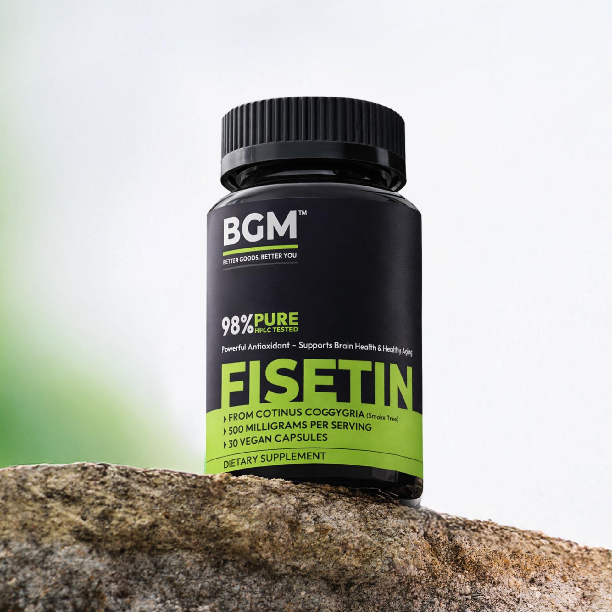 BGM Fisetin 500mg Supplement | Smoke Tree Extract (Cotinus coggygria) | 98% Pure Senolytic Antioxidant | Vegan Capsules | Supports Brain Health & Healthy Aging BGM Better Goods, Better YouBuy Supplements Australia