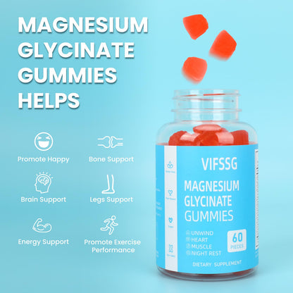 Magnesium Glycinate Gummies 400mg, Sugar Free Gummies with Magnesium L-Threonate 200mg - Magnesium Supplement Chewable Gummies