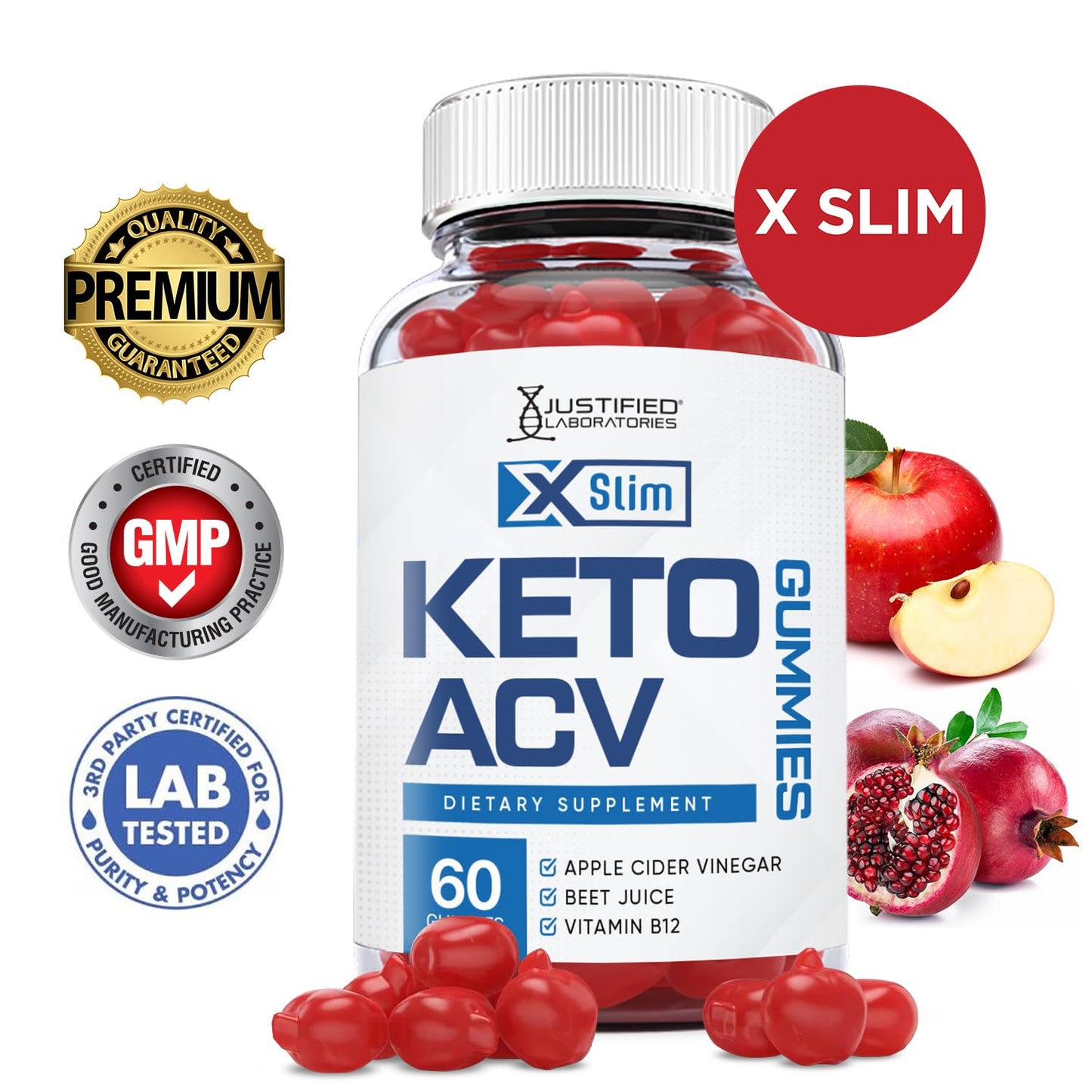 Justified Laboratories (3 Pack X Slim Keto ACV Gummies 1000MG Xslim Vegan Non GMO Justified LaboratoriesBuy Supplements Australia
