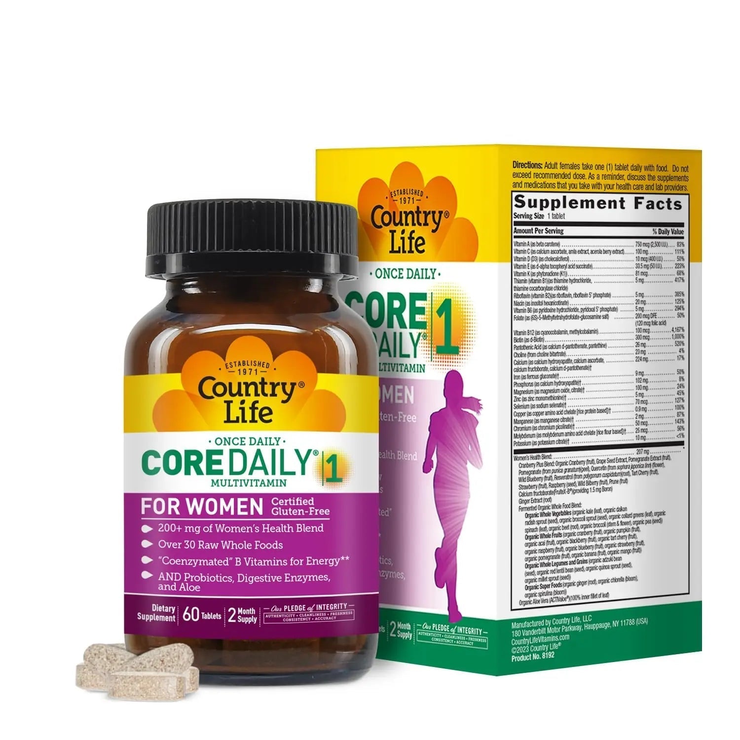 Country Life Women’s Core 1 Daily Multivitamin with Iron, Cranberry, Probiotics, and Digestive Enzymes-Certified Gluten-Free Formula for Energy Country LifeBuy Supplements Australia