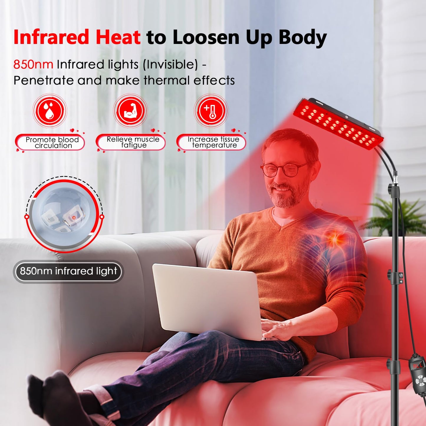 RUISQM Red Light Therapy Lamp, Infrared Light Therapy with Stand - 660nm Redlight & 850nm RUISQMBuy Supplements Australia