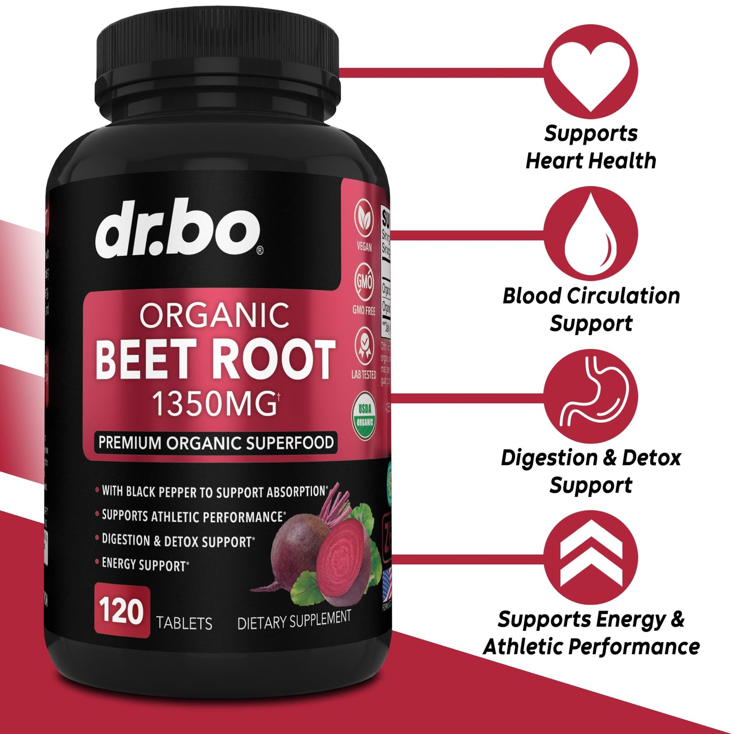 Organic Beet Root Capsules Supplements - 1350mg Beetroot Powder Extract Pills, Organic DR. BOBuy Supplements Australia