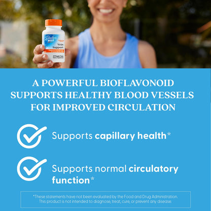 Doctor's Best Vein Support Supplement - Contains Diosmin & Hesperidin, Circulation Support for Legs & Feet, for Men & Women, Formula with Vitamin K2 & Natural Orange Extract, Vegan - 60 Veg Caps Doctor's BESTBuy Supplements Australia