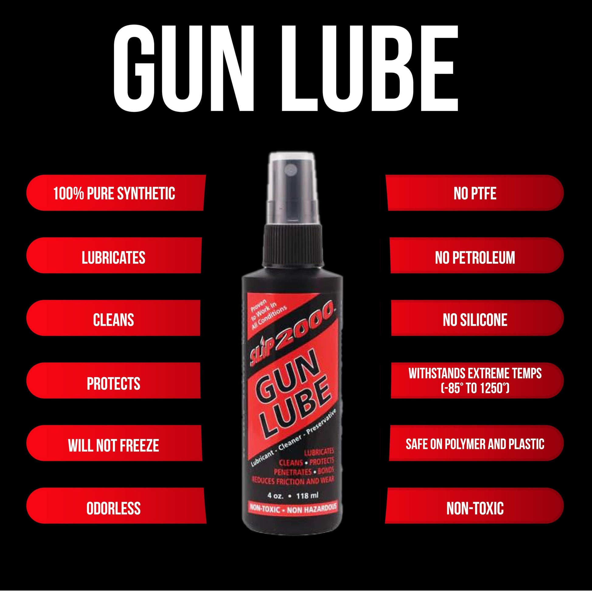 Slip 2000 Gun Lube, 100% Pure Synthetic CLP, Performs in All Conditions, Gun Lubricants for Peak Performance, Reduces Heat, Eliminates Excessive Wear, Shotguns, Rifles and Pistols, 4-Ounce Pump Slip2000Buy Supplements Australia