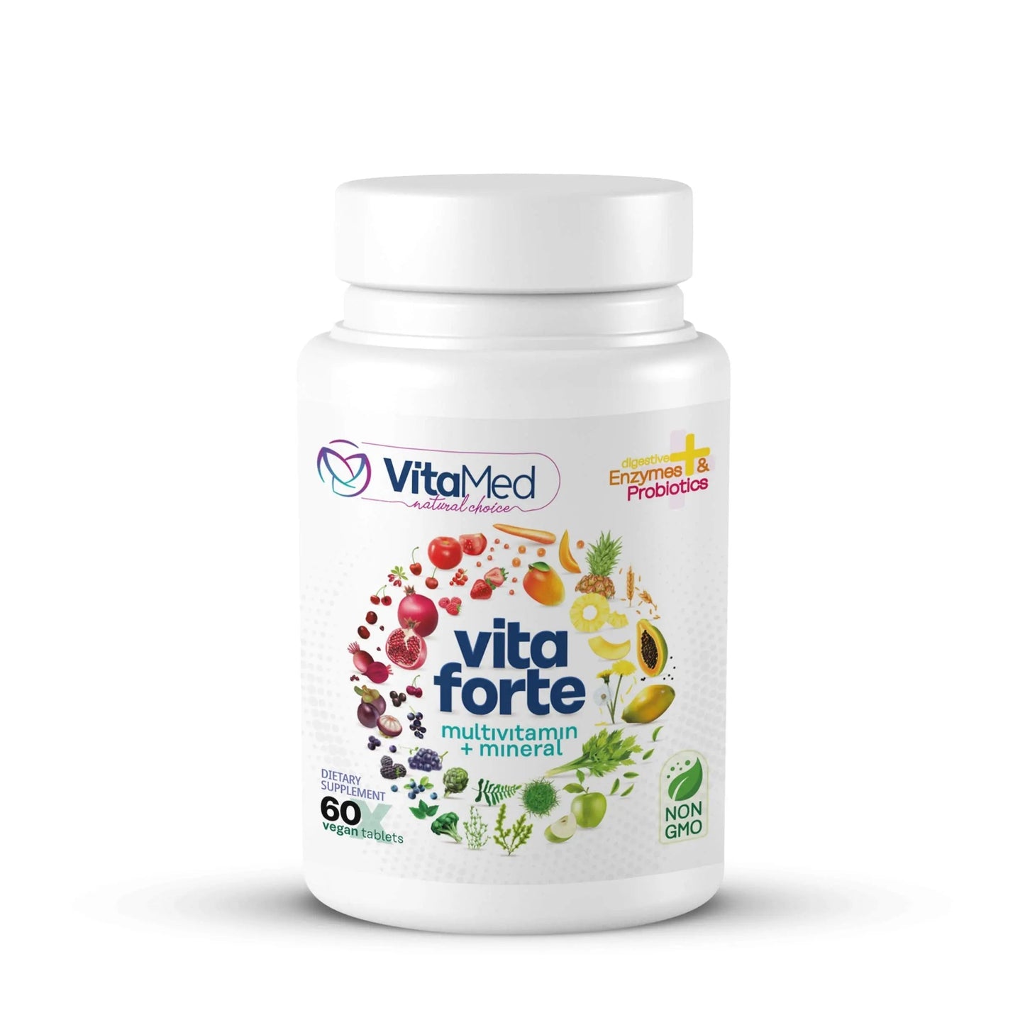 Vita Forte Vegan Multivitamin with Probiotics, Digestive Enzymes & 42 Fruits & Vegetables – Halal Certified VitaMedBuy Supplements Australia
