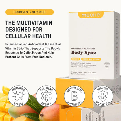 Meche Multivitamin for Women and Men Strip Supplements - Vitamins A, C, D, B6, Methylated B12, Folate, Biotin - Beauty, Energy, Immune Support Meche