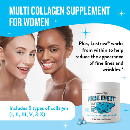 Legendairy Milk Hair Growth Vitamins for Women - Biotin for Hair Growth with Collagen & Lustriva, Hair Loss Products & Supplements for Thinning, Thicker, Fuller, Stronger Skin & Nails, Mane Event™ Legendairy MilkBuy Supplements Australia