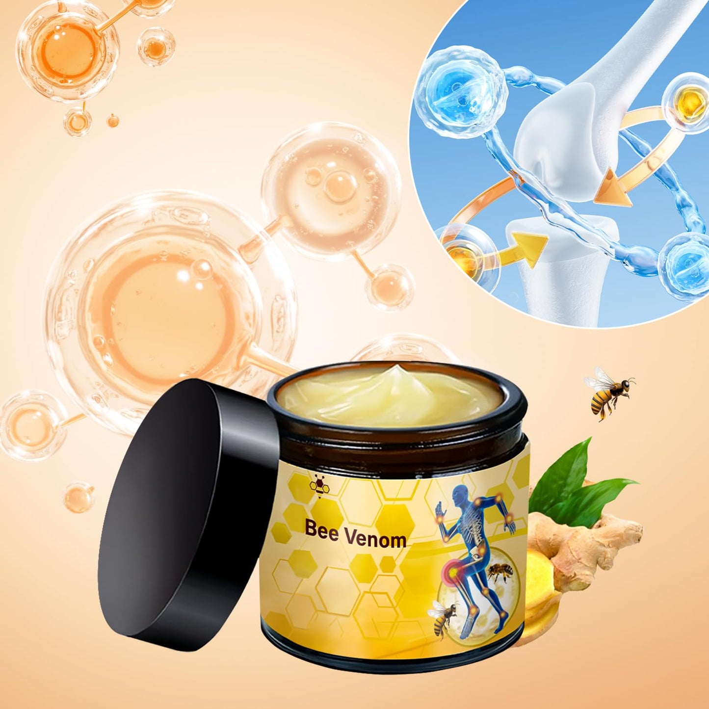 2 Pcs Bee Venom-Relief Cream, Professional Bee Venom Cream, Natural Joint Relief Gel, for Neck, Waist, Back Hand Feet and Leg YIVANNUOBuy Supplements Australia