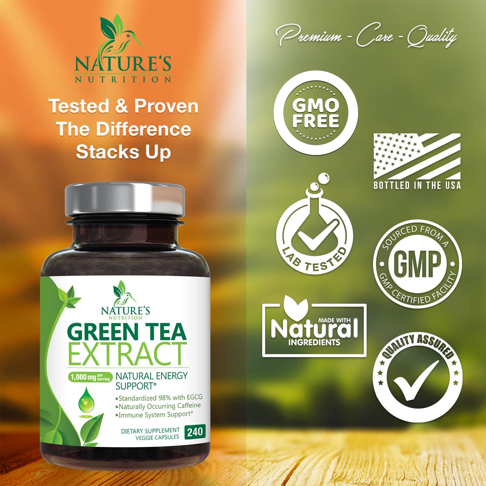Green Tea Extract Capsules 1000mg 98% Standardized EGCG - 3X Strength for Natural Nature's NutritionBuy Supplements Australia