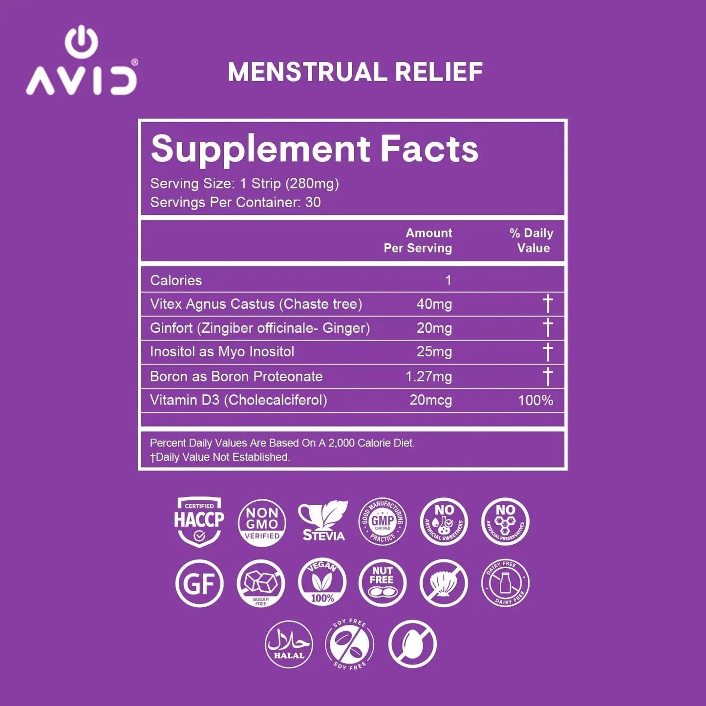 AVID Playboy - Menstrual Relief PMS Oral Strips (30 Edible Strips) Fast Dissolving PMS Cramp Relief & Hormonal Balance Strips for Women - Lemon Ginger Flavored Multi-Benefit PMS Supplement for Women AvidBuy Supplements Australia