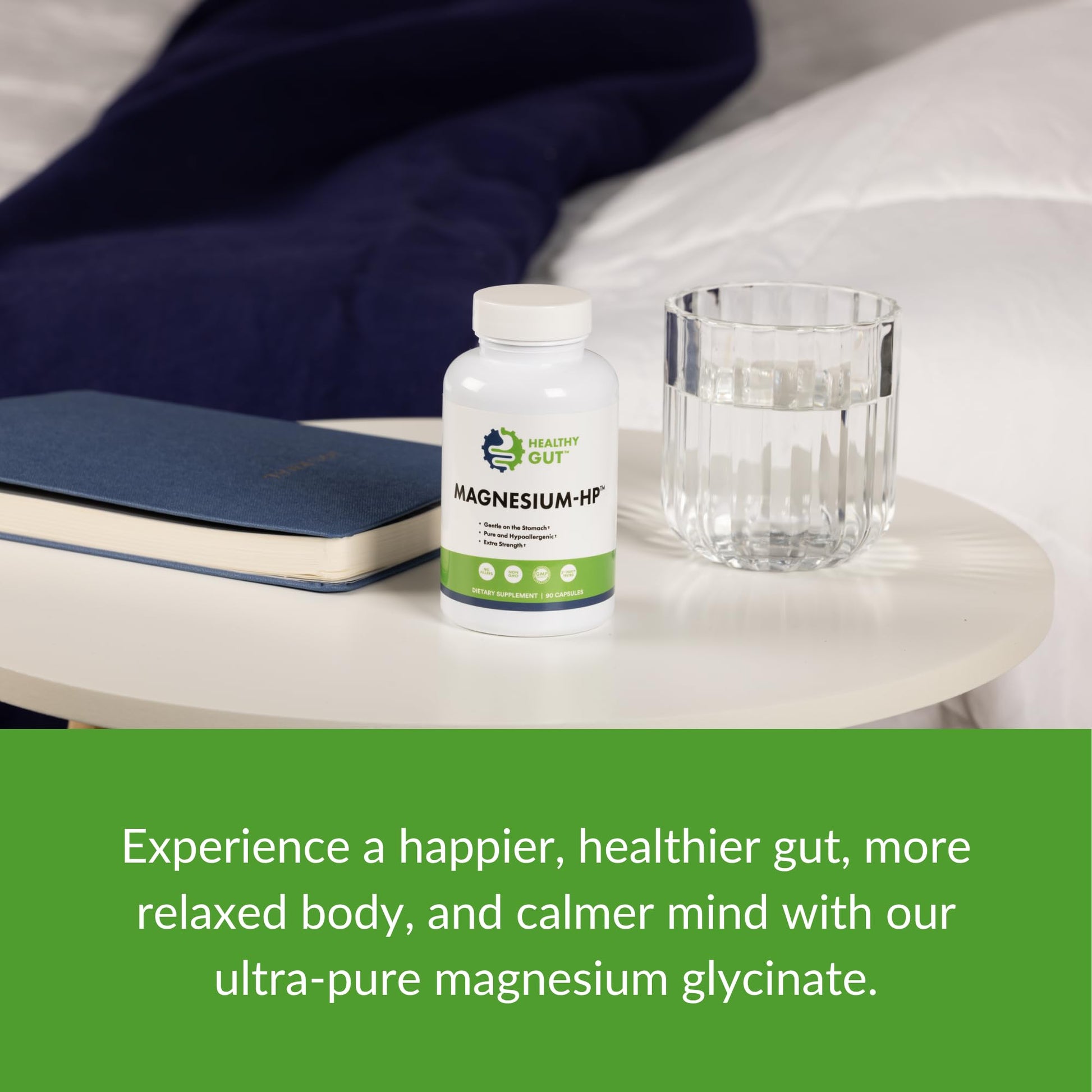 Healthy Gut Magnesium-HP | Ultra Pure Magnesium Glycinate Capsules with Zero Fillers | 180 mg Magnesium Glycinate | 90 Servings Healthy GutBuy Supplements Australia