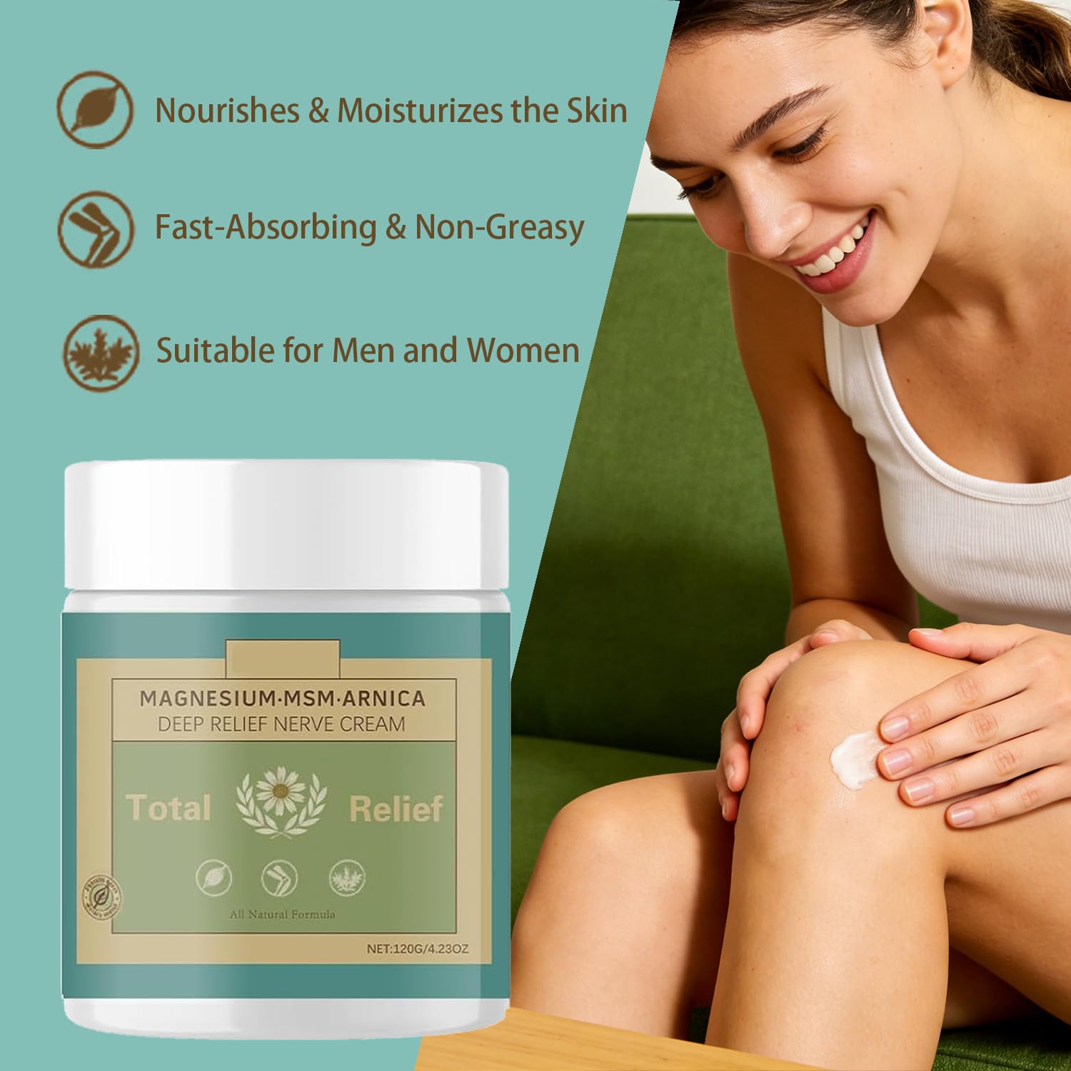HANGWON Total Relief Magnesium Soothing Cream Advanced nerve Comfort with Arnica, Menthol, MSM,Fast-Absorbing for Relief Joint, Feet, Hands, Legs, Muscles, and Waist, Natural Ingredient -4floz/114g HANGWONBuy Supplements Australia