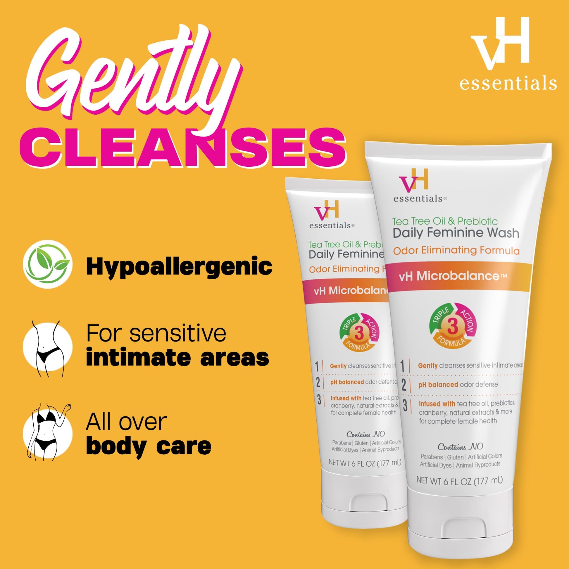 vH essentials, Ph Balanced Daily Feminine Wash, Tea Tree Oil & Prebiotic vH essentialsBuy Supplements Australia