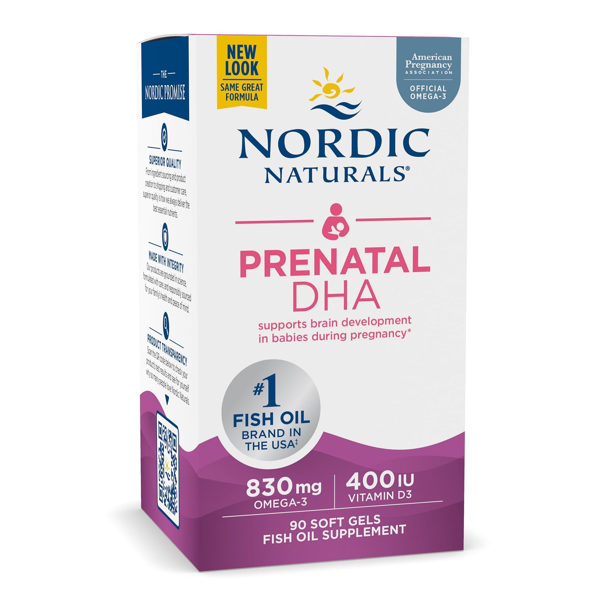 Nordic Naturals Prenatal DHA, Unflavored - 830 mg Omega-3 + 400 IU Vitamin D3 - 90 Soft Gels - Supports Brain Development in Babies During Pregnancy & Lactation - Non-GMO - 45 Servings Nordic NaturalsBuy Supplements Australia