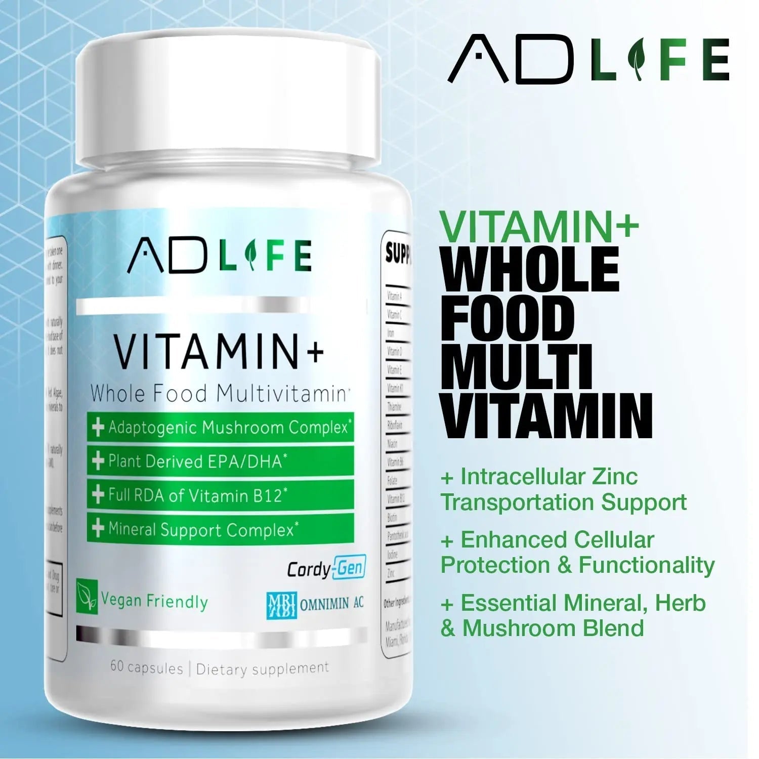 Project AD Vitamin+ Multimineral Multivitamin Supplement Complete Antioxidant, Energy & Immune Support. (60 Servings) PROJECT AD LLC