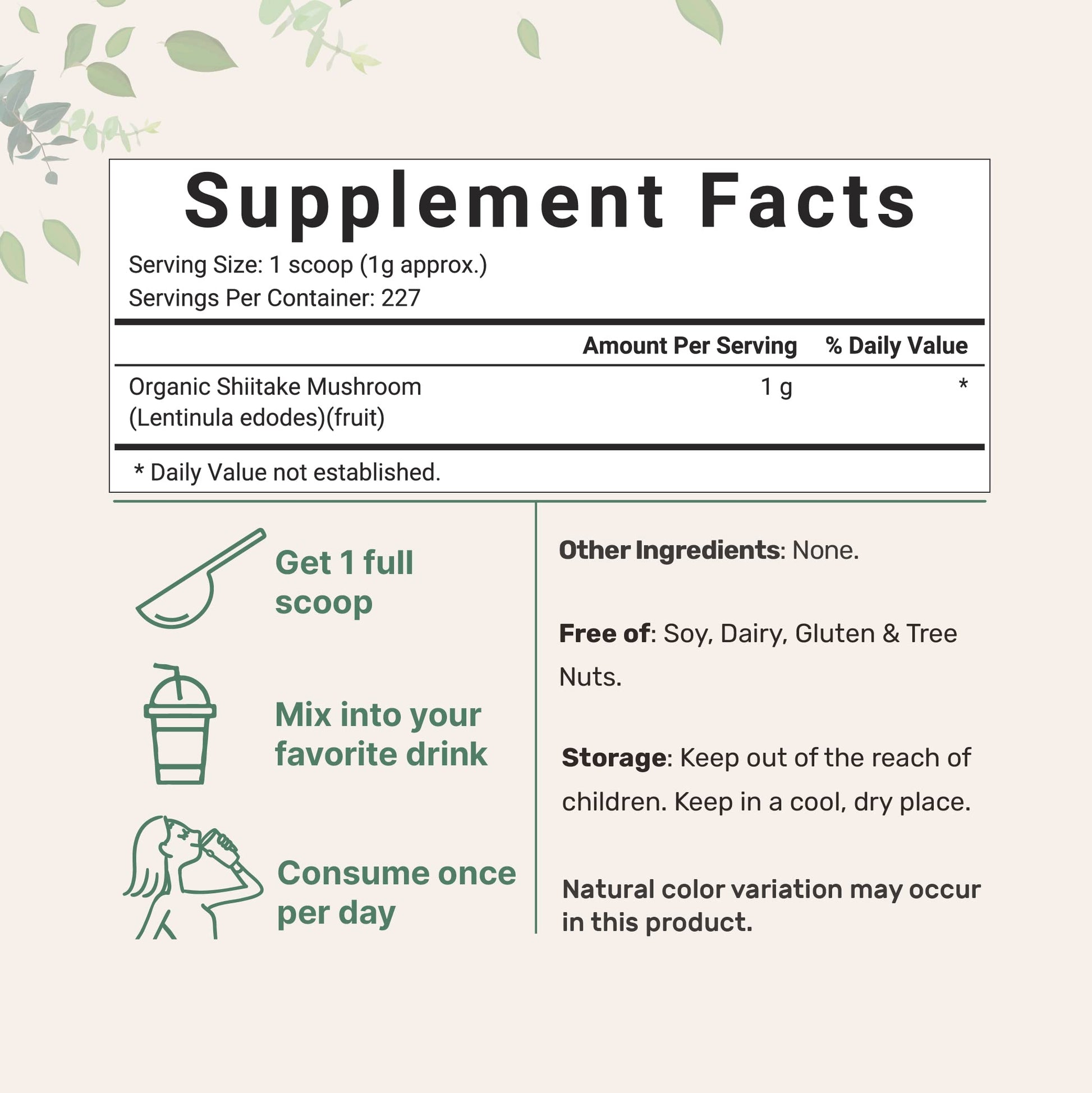 Sustainably US Grown, Organic Shiitake Mushrooms Powder, 8 Ounce Micro IngredientsBuy Supplements Australia