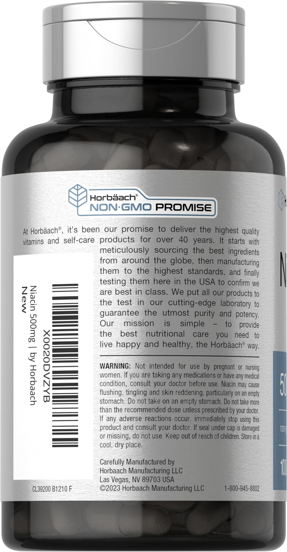 Niacin | Vitamin B3 500mg | 100 Capsules | with Flushing | Non-GMO, and Gluten Free HorbäachBuy Supplements Australia