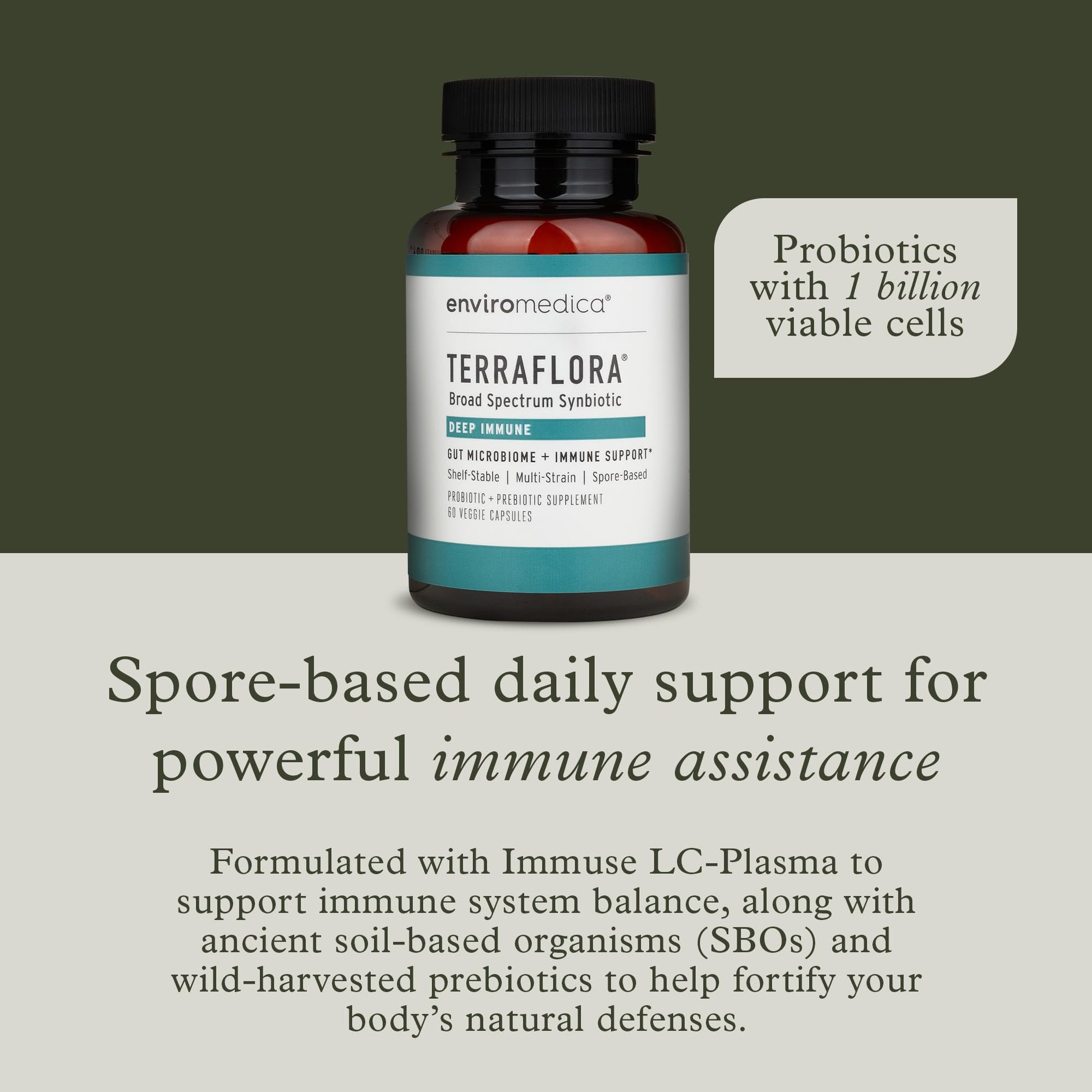 Terraflora Deep Immune Synbiotic- SBO Probiotic and Prebiotic, Immune Support, Gut Health, Soil Based Spore Pre and Probiotics for Women and Men, LC-Plasma, Bacillus Coagulans, Subtilis, 60 Capsules EnviromedicaBuy Supplements Australia
