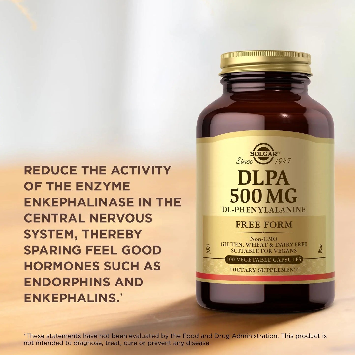 Solgar DLPA 500 mg - 100 Vegetable Capsules - Free Form DL-Phenylalanine - Non-GMO, Vegan, Gluten Free, Dairy Free, Kosher - 100 Servings SolgarBuy Supplements Australia
