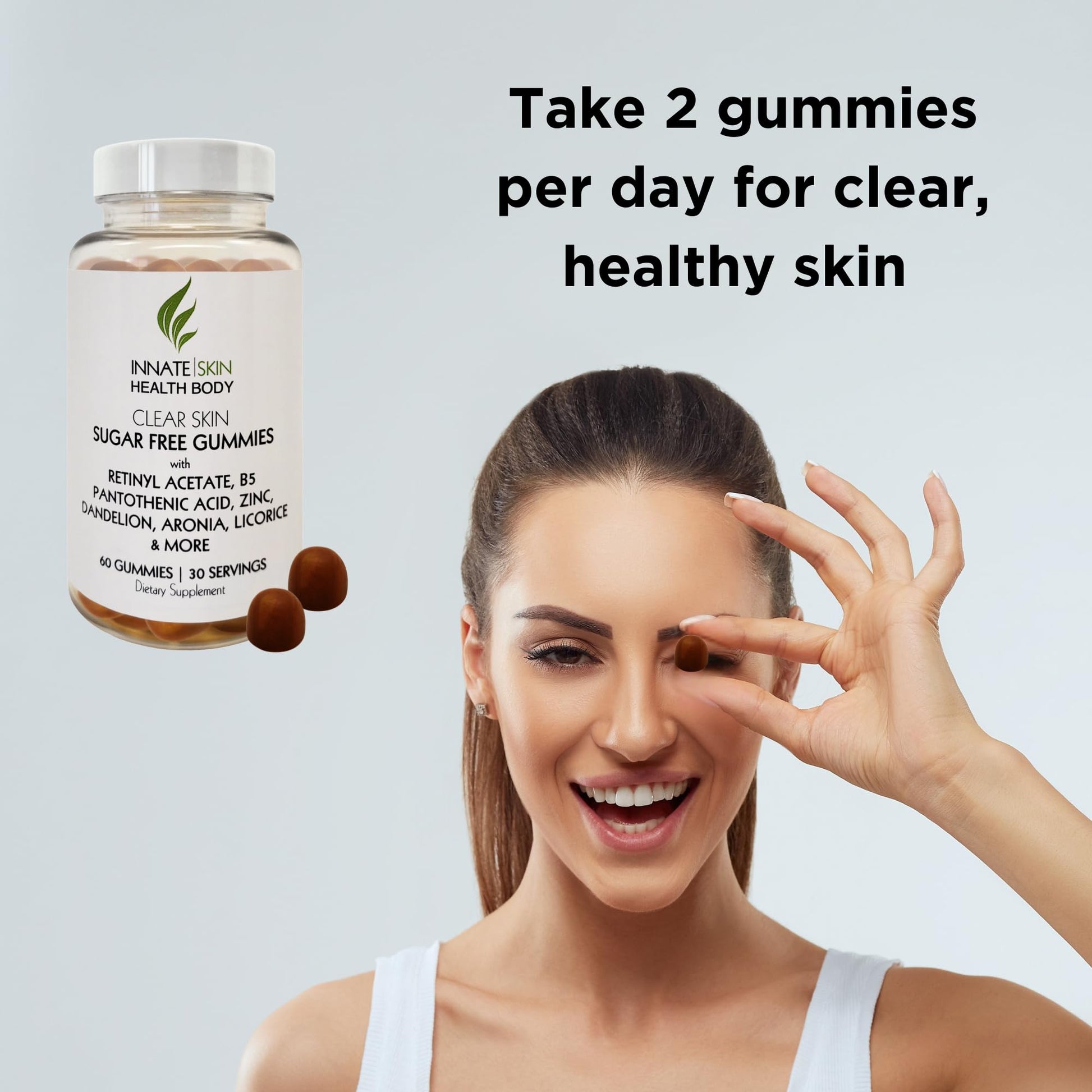 Innate Skin Health Body Clear Skin Acne Gummies - Complexion Supplement, Pantothenic Acid & Antioxidants, Vitamins 60 Count Innate SkinBuy Supplements Australia