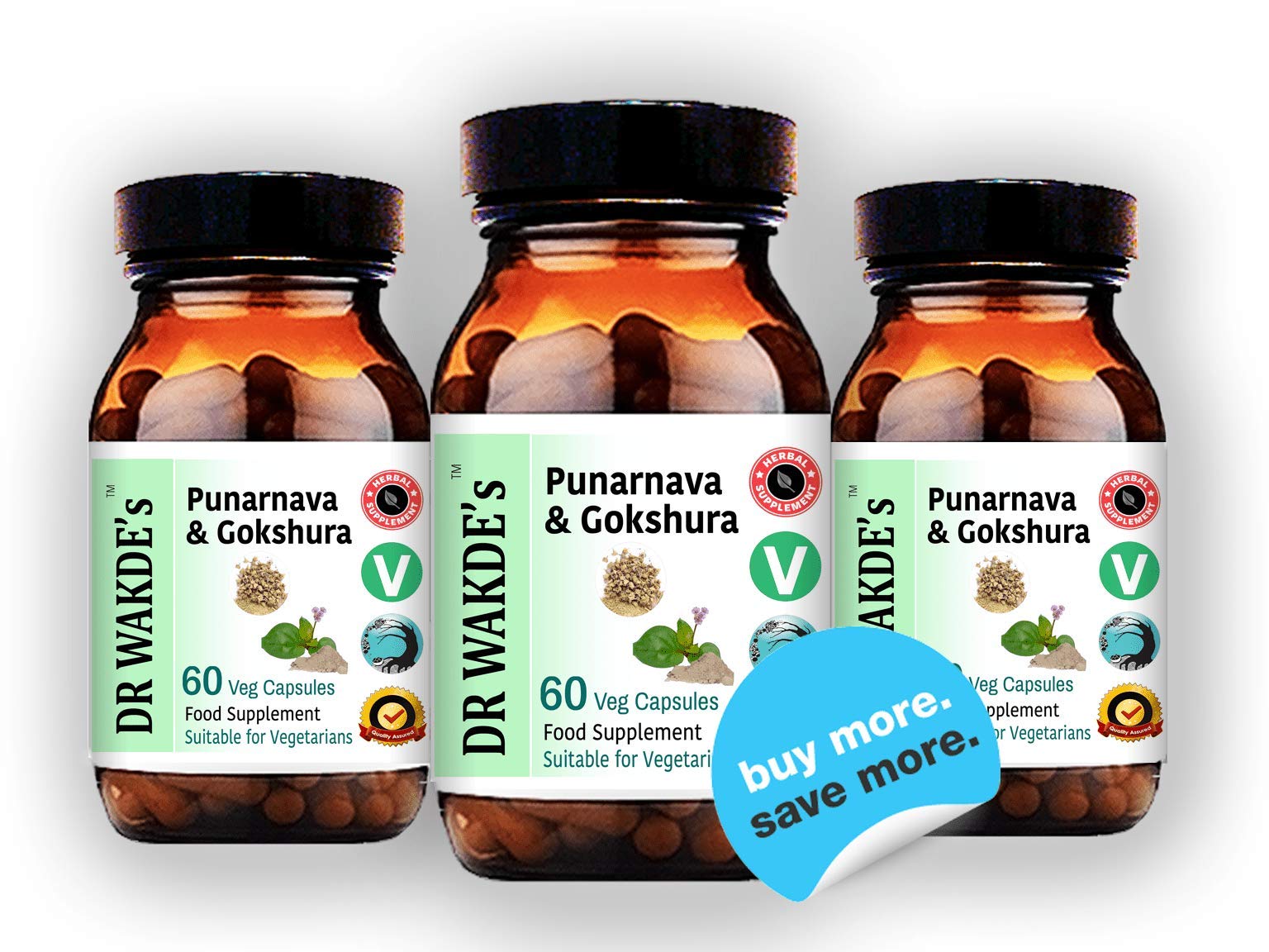 DR WAKDE's Punarnava & Gokshura Capsules (60 Veg Caps, Promotes Healthy Urinary Flush, Ayurvedic Supplement, Vegan, Herbal, All Natural, Made in UK) DR WAKDE'sBuy Supplements Australia