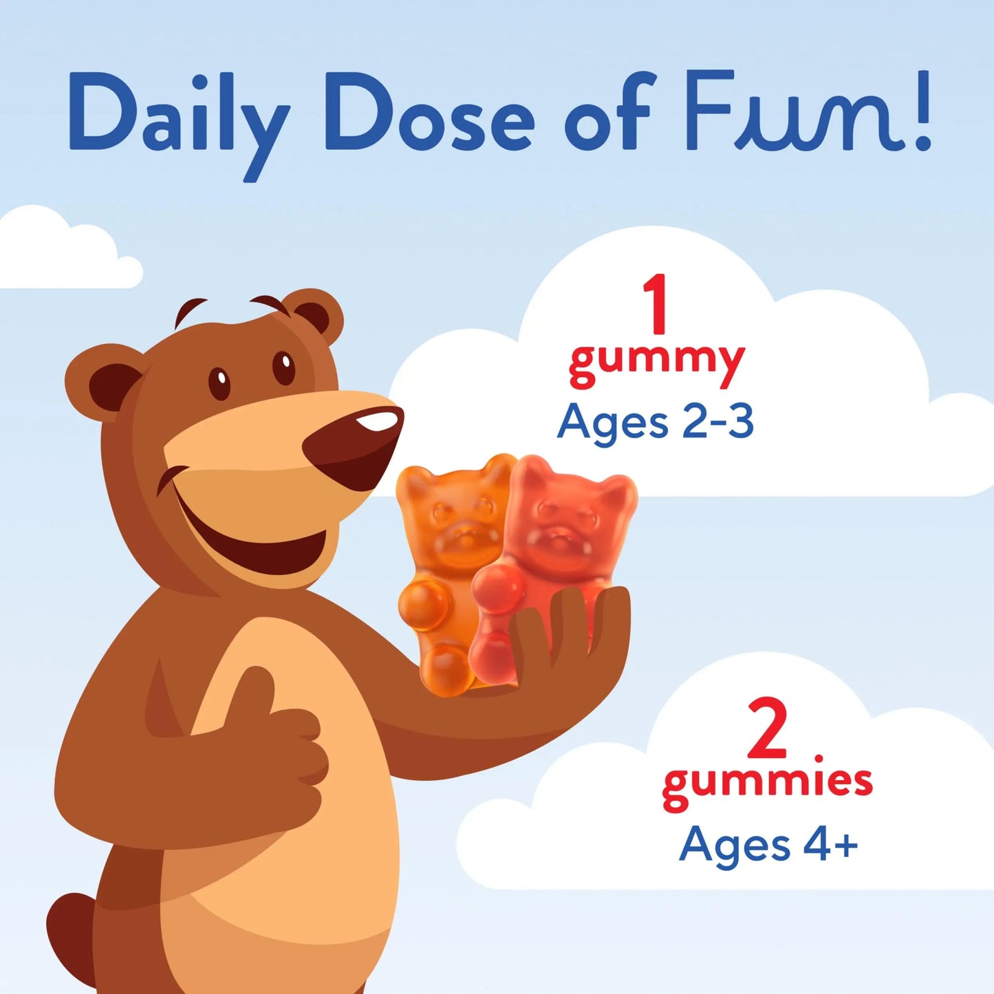 L’il Critters Gummy Vites No Sugar Added Daily Gummy Multivitamin for Ages 2+ Toddlers & Kids, Vitamin C, D3 for Immune Lil Critters