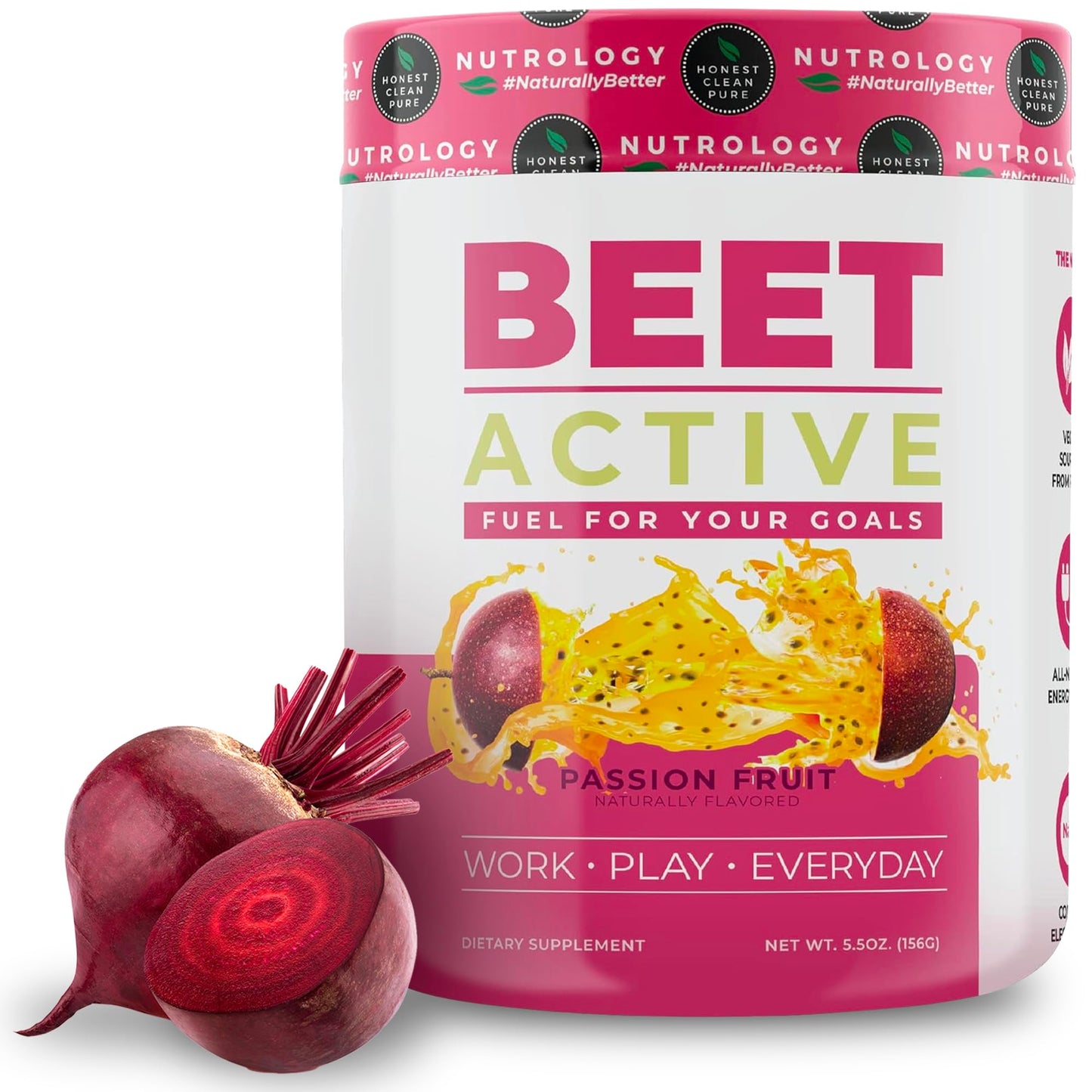 Nutrology Beet Active, Natural Pre-Workout Powder, Supports Energy, Endurance & Nitric