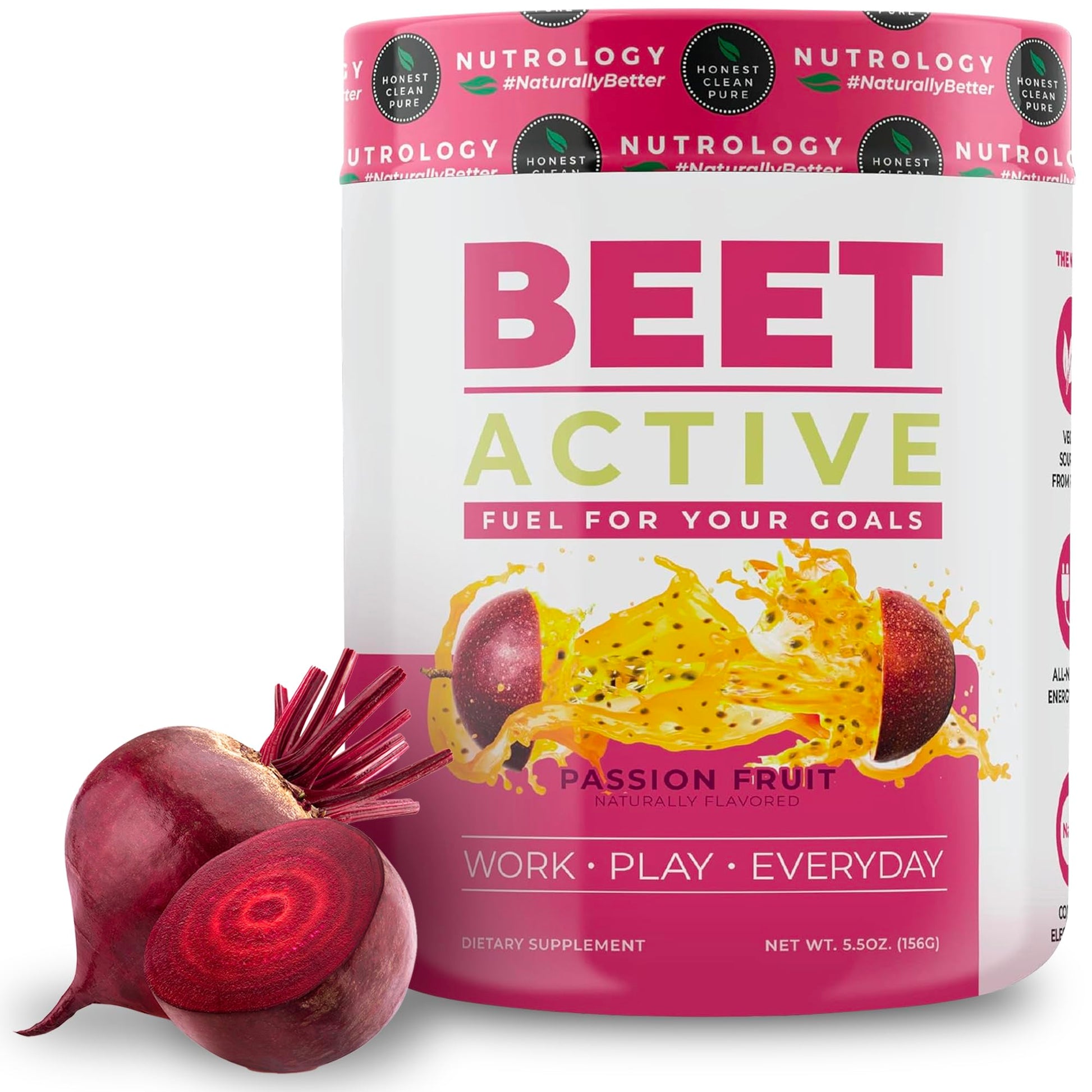 Nutrology Beet Active, Natural Pre-Workout Powder, Supports Energy, Endurance & Nitric