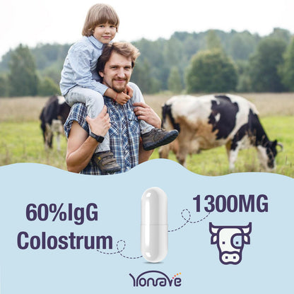 Yonrave Bovine Colostrum Capsules Supplement 1300mg - Extra High 60% IgG Bovine Colostrum - Gut, Bone, Exercise, Immune - 60 Capsules YonraveBuy Supplements Australia