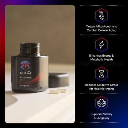 MitoQ Pure Advanced Mitochondria Supplement Superior Bioavailability to CoQ10 | Reduces Free Radical Damage for Healthy Aging, Metabolism, Heart Health, Energy, Strength & Mobility MitoQBuy Supplements Australia