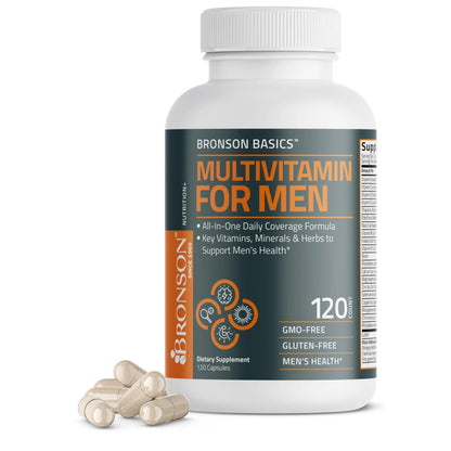 Bronson Multivitamin for Men All-in-One Daily Coverage Formula Key Vitamins, Minerals & Herbs to Support Men's Health, 120 Capsules BronsonBuy Supplements Australia