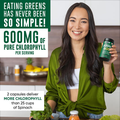 Chlorophyll Capsules 600 mg - Natural Chlorophyll Pills for Women & Men - Highly BioAvailable Alpha FlowBuy Supplements Australia